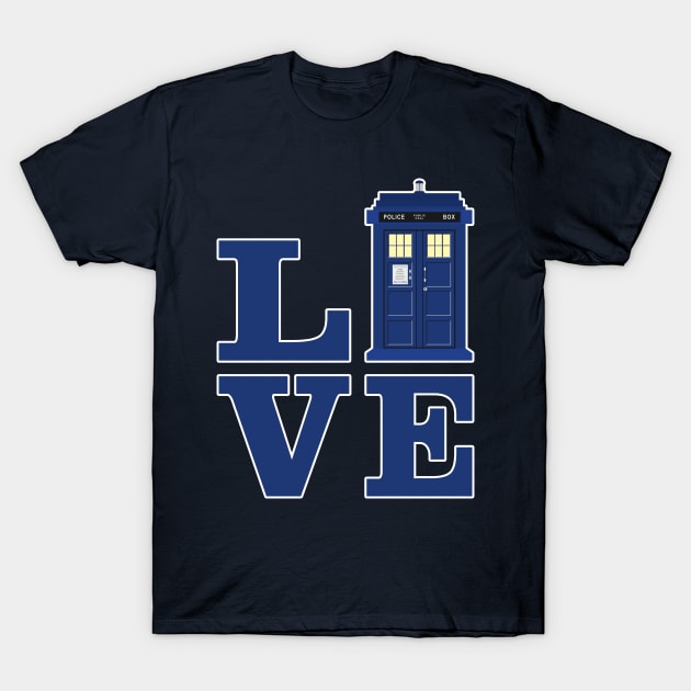 Love The Blue Time Travel Police Public Call Box 2 T-Shirt by EDDArt